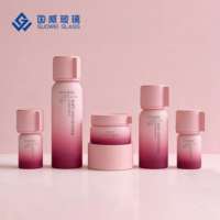 Ensemble de flacons cosmétiques en verre rouge dégradé personnalisables, cylindriques, 30g 50g 100ml 130ml, pour lotion, sérum, crème