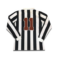 Polo à manches longues personnalisé maillot d'arbitre de football impression par sublimation noir blanc rayé maillots de football