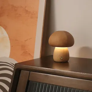 Moderne Pilz LED Nacht lampe Helligkeit Einstellbare Holzpilz Touch Switch Tisch Nachtlicht