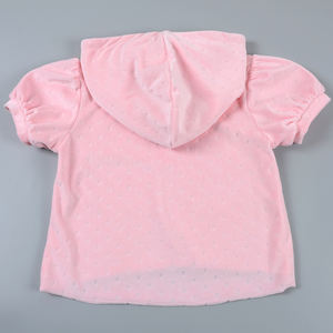 Tenues décontractées pour filles, ensemble <span class=keywords><strong>de</strong></span> vêtements pour enfants personnalisés, coton, deux pièces, <span class=keywords><strong>couleur</strong></span> unie, hauts à manches bouffantes courtes, jupe à capuche - Product Image 2