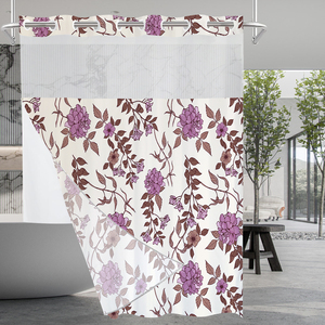 Rideau de douche imprimé floral sans crochet avec rideau de douche sans crochet pour hôtel <span class=keywords><strong>Snap</strong></span> Liner - Product Image 4