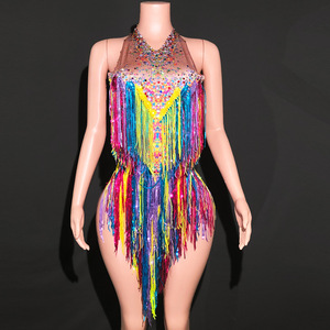 ชุดบอดี้<span class=keywords><strong>สูท</strong></span>ประดับคริสตัลหลากสีสัน Ecowalson สำหรับนักร้องหญิง ชุดแสดงบนเวที ชุดเดินแบบ ชุดแสดงโชว์ - Product Image 6