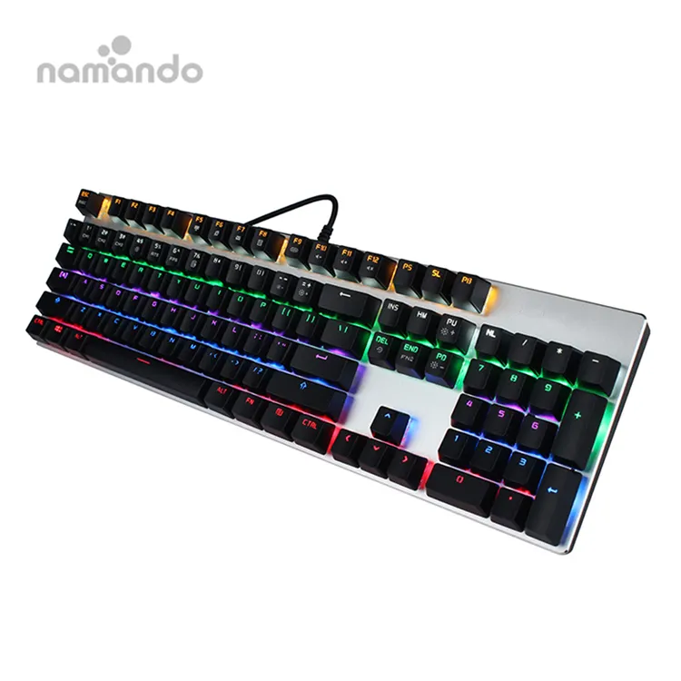 Mechanical Gaming Keyboard RGB Metal LED Backlit 104/87 Keys Anti-GhostingBlack Red Blue Switches for DOTA 2 Gamer PC Laptop
