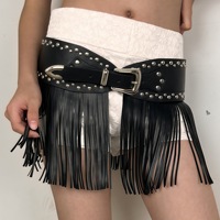 Sabuk Wanita, Menampilkan Desain Sabuk Koboi Barat Berumbai, Gaya Bohemian Hippie Vintage, Tali Lebar