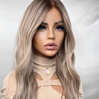 Perruques Lace Frontal Blond Balayage avec Mèches, Cheveux Européens Vierges Bruts à Cuticules Alignées, Perruques Lace Front pour Femmes