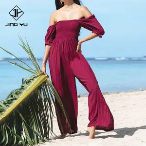 Hawaii Custom Design Women 100% Rayon Viscose Vacation Plus Size Jumpsuits Printed Casual Romper For Beach