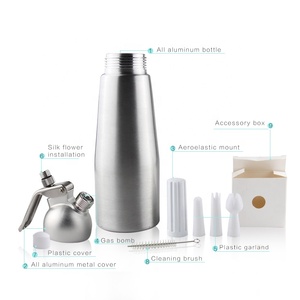 Utensili da Cucina per Dessert, Sifone per Panna Montata in Alluminio di Alta Qualità con Beccucci e Supporto, 1 Pinta, Colore Argento - Product Image 5