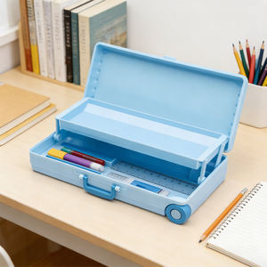 Étui à crayons personnalisé en forme de valise - Surface vierge imprimable par transfert thermique, papeterie portable multicouche - Product Image 5