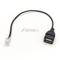 Câble adaptateur multifonctionnel 30cm RJ9 vers USB 4P4C 4 broches mâle vers femelle pour applications téléphoniques et électriques