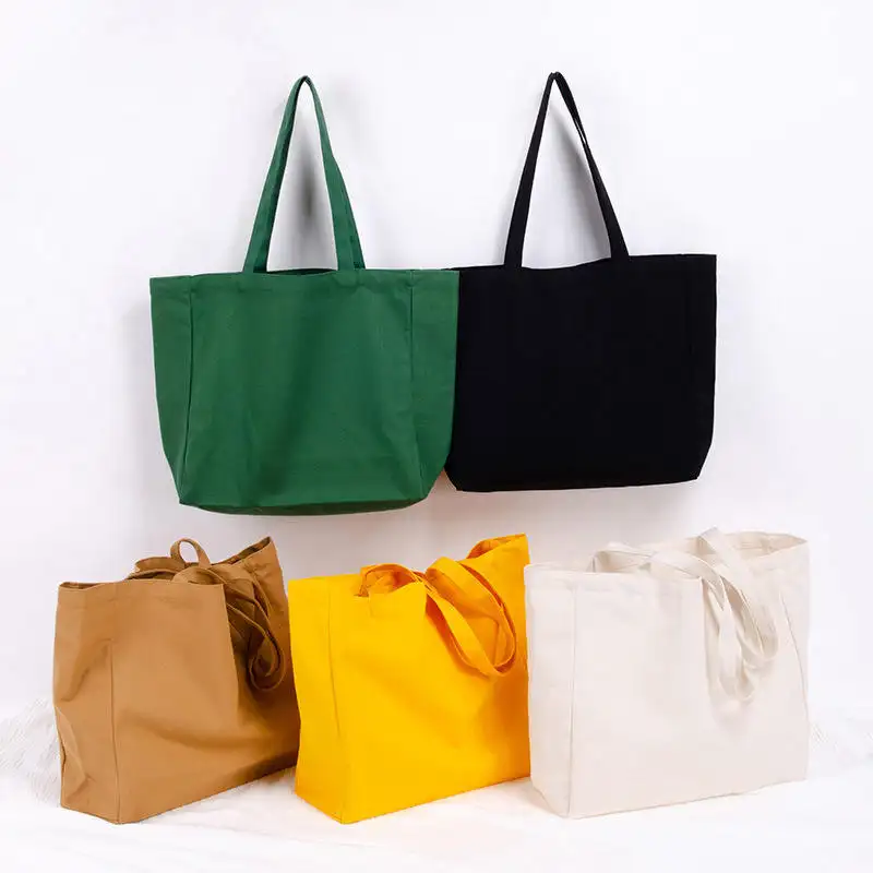 2022 Eco Friendly Custom Reusable Plain Shopping Women Black Canvas Tote Shopping Bag Cotton