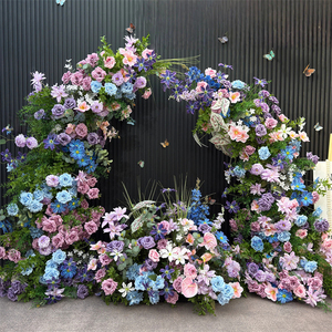 Nouveauté Arche florale rose bleue violette Arrangement <span class=keywords><strong>de</strong></span> fleurs artificielles Toile <span class=keywords><strong>de</strong></span> fond <span class=keywords><strong>de</strong></span> mariage Arche en forme <span class=keywords><strong>de</strong></span> corne pour la décoration d'événements d'anniversaire - Product Image 2
