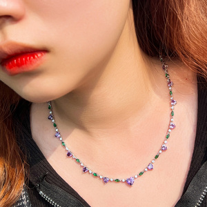 <span class=keywords><strong>Collana</strong></span> <span class=keywords><strong>Tennis</strong></span> a Catena in Lega con Zirconia Cubica Viola e <span class=keywords><strong>Verde</strong></span> a Forma di <span class=keywords><strong>Cuore</strong></span>, Regalo di Gioielleria per Donna per Feste Estive e San Valentino - Product Image 6