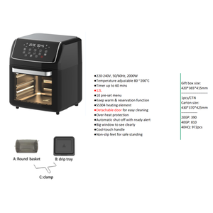 <span class=keywords><strong>Friggitrice</strong></span> <span class=keywords><strong>ad</strong></span> <span class=keywords><strong>Aria</strong></span> Senza Olio da 2000W 12L <span class=keywords><strong>ad</strong></span> Alta Temperatura con Cestello Antiaderente, Forno Elettrico per Patatine Fritte, Cosce di Pollo, Torte, con Protezione dal Surriscaldamento - Product Image 4