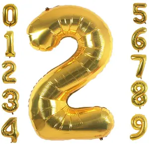ゴールドフォイルデジタル0-9バルーン誕生日のお祝い40インチの番号バルーン結婚記念日パーティー用品の装飾