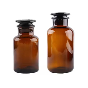 Amber <b>Glass</b> Reagent <b>Bottles</b> <b>50Ml</b> 125Ml 250Ml 500Ml Wide Mouth With <b>Glass</b> Stopper Lab Chemical Storage - Product Image 3