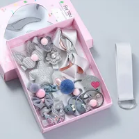 YANYE 18 PIÈCES/ENSEMBLE Gris, Accessoires pour cheveux doux pour enfants et bébés, comprenant des nœuds, des couronnes, des pinces à cheveux à pression et des barrettes, pour filles et femmes, en coffret cadeau