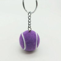 Porte-clés en peluche 3D mini balle de tennis en PVC de 3,4 m, accessoire promotionnel pour sac à clés ou mousqueton