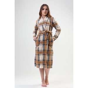 Robe classique en polaire pour femme, col châle, manches longues, marron, vêtements de nuit doux - Product Image 6