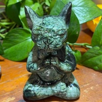 Statue de chien en jade et cristal sculptée pour la méditation zen, 13 cm, figurine spirituelle de yoga pour la guérison par le Reiki et la décoration intérieure Feng Shui