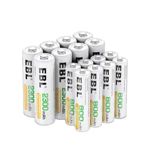 Baterai isi ulang EBL, NIMH AA AAA 2300mAh 800 V baterai isi ulang untuk mainan listrik anak-anak