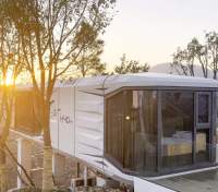 Maison capsule intelligente H40 avec commande vocale, cabine modulaire préfabriquée pour applications d'entrepôt et de centre commercial