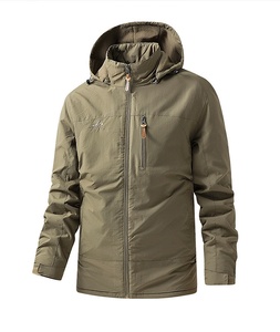 Veste en peluche épaisse et chaude imperméable pour hommes, manteaux techniques brodés pour le travail en plein air - Product Image 2