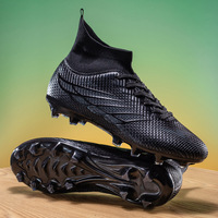 Chaussures de football montantes unisexe, tige en PVC, semelle extérieure en caoutchouc, crampons longs, antidérapantes, durables, modèle F2002, vente en gros usine