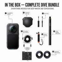 Paket Kamera Aksi Bawah Air Insta360 X6 8K Tahan Air dengan Layar 1,4 inci, Casing Diving Tak Terlihat 360 Panoramic & Tongsis