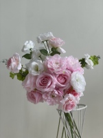 Bouquet de mariée en soie artificielle rose et violette, style coréen réaliste et romantique, fleurs artificielles pour mariage, décoration de la maison et du bureau, vente en gros