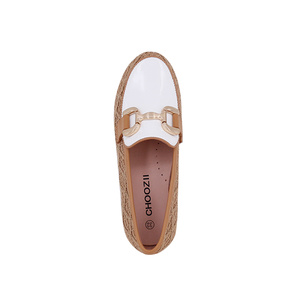 CHOOZII di fascia alta da donna mocassini Combo in pelle verniciata e pizzo a griglia con fibbia decorativa in <span class=keywords><strong>oro</strong></span> classico - Product Image 2