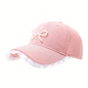 Casquettes de baseball pour femmes, sportives, neuves, à visière en dentelle, avec nœud en perles, à dessus souple - Product Image 5