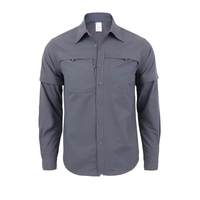 Kemeja Mancing Lengan Panjang Berkerah Kancing Depan Logo Kustom, Kemeja Outdoor Hiking Lengan Panjang Anti UV