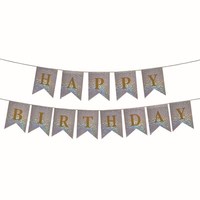 Guirlandes en papier laser brillantes Joyeux Anniversaire en gros, drapeaux scintillants, décorations suspendues pour fêtes d'anniversaire