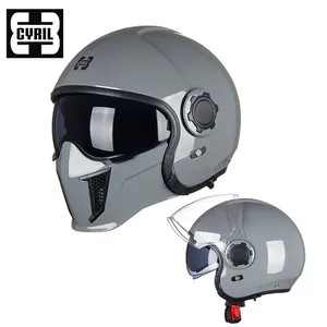 Cool Matte Black Predator Flip Up Full Face Motorcycle Helmet Led Light Moto With Braids