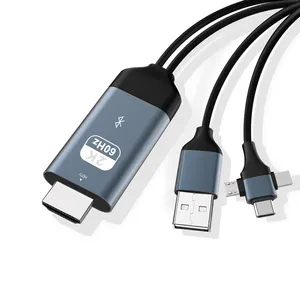 Kabel adaptor HDM1, 3 In 1 Tipe C ke HDM1 2M USB C ke HDTV