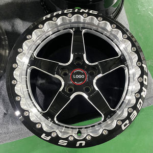 Jantes forgées noires usinées 5X114.3 5x120.65 17 18 19 20 pouces, jantes Beadlock personnalisées en 2 pièces pour Mustang Camaro <span class=keywords><strong>Corvette</strong></span> - Product Image 1