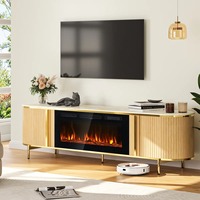 Meja TV Modern MDF Mewah 70" dengan Pintu Geser dan Desain Beralur
