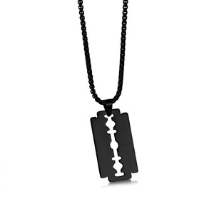 Collana con lama di rasoio personalizzata con logo personalizzato in acciaio inossidabile significa gioielli con ciondolo - Product Image 3