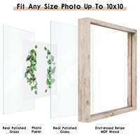 Cadre Photo rustique en verre Double cadre flottant 5x7 pour tenture murale ou table debout pour cadre de feuilles naturelles