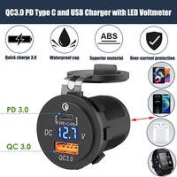 Boîtier de commutation à bascule marin 6 gangs avec rétroéclairage LED bleu, interrupteur marche/arrêt 12V, panneau de commande avec voltmètre numérique USB PD QC3.0 pour bateau et camping-car