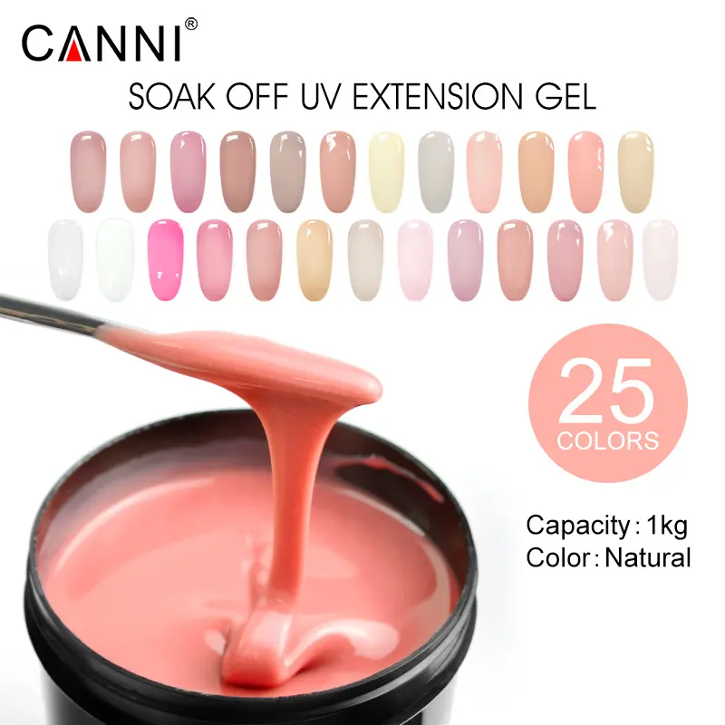Canni — Gel UV pour extensions d'ongles, à trempage, 1kg de Gel, matière première, couleur naturelle transparente, 1000g