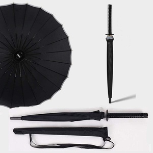 Parapluie droit pliable 23 pouces avec logo personnalisé, nouveau design, manche en bois en forme de katana, épée de samouraï japonaise, cadeaux promotionnels - Product Image 1