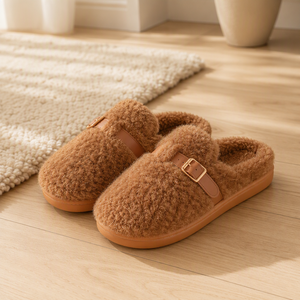 Nouvelles pantoufles à plateforme en fausse fourrure pour femmes, style 2026, personnalisées en usine, avec boucle, chaudes, en peluche, à bout fermé, pour la maison, vente en gros - Product Image 5