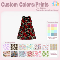 Gaun A-Line Motif Mawar Tanpa Lengan untuk Anak Perempuan, Gaun Pesta Kasual Bermotif Bunga, Pakaian Anak Perempuan dengan Pola Mawar Vintage, Gaun Tank Anak