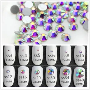 คริสตัล AB แบบหลังแบน Super Glitter Ss3-ss50 สำหรับตกแต่งเล็บแบบ 3 มิติ  ไม่ต้องใช้ความร้อน  ตกแต่งเล็บ  ตกแต่งเสื้อผ้า  คริสตัลแบบผสม - Product Image 1