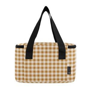 Sac isotherme portable de petite taille, sac en aluminium avec isolation en feuille d'aluminium, imprimé hawaïen Palaka, logo personnalisé, poignées courtes, mini sac à lunch - Product Image 5