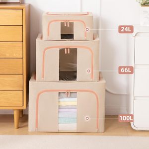 Scatola Pieghevole da 100L per Vestiti, Ecologica e Resistente, Organizer Moderno per Armadio, per Indumenti Stagionali e Biancheria da Letto, Salvaspazio - Product Image 5