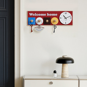Wall <b>Clock</b> Rectangular Silent Quartz <b>Battery</b> Powered Single Face Welcome Home Hook <b>Clock</b> for Living Room and Home Decor - Product Image 3