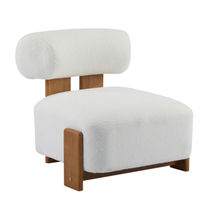 Sillón Moderno Acolchado con Estructura de Madera Maciza y Respaldo Enrollado, Tapicería Suave y Duradera para el Hogar, Oficina, Sala de Estar - Product Image 1