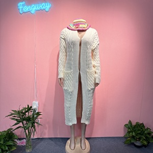 Áo khoác <span class=keywords><strong>cardigan</strong></span> dệt kim dài dành cho nữ có túi phía trước xoắn 14 màu Áo khoác len hở phía trước ấm áp - Product Image 5